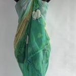 Green Silk Sarong with Bleeding Heart Flowers