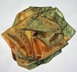 Olive Green and Golden Yellow Medium Long Silk Scarf - Image 4