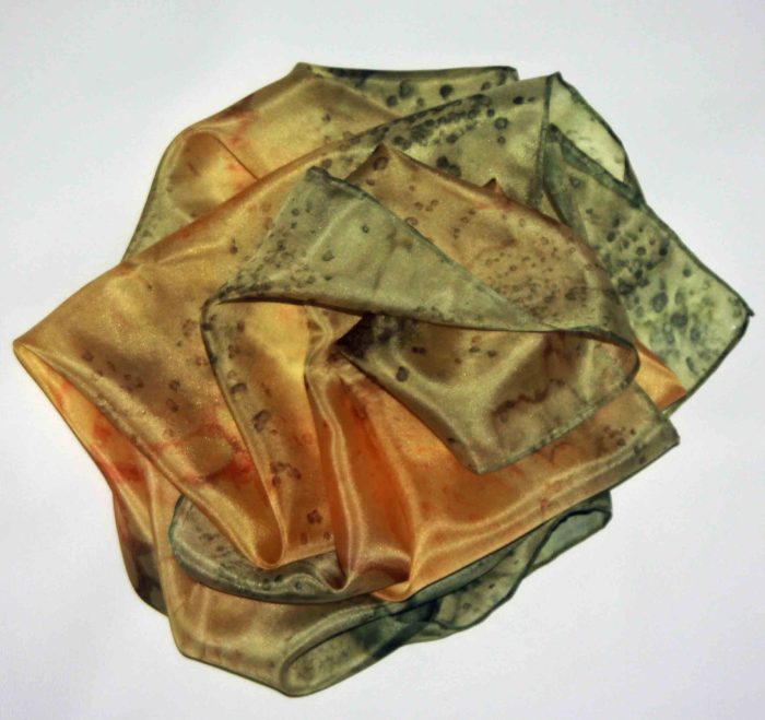 Olive Green and Golden Yellow Medium Long Silk Scarf - Image 4