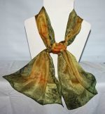 Olive Green and Golden Yellow Medium Long Silk Scarf